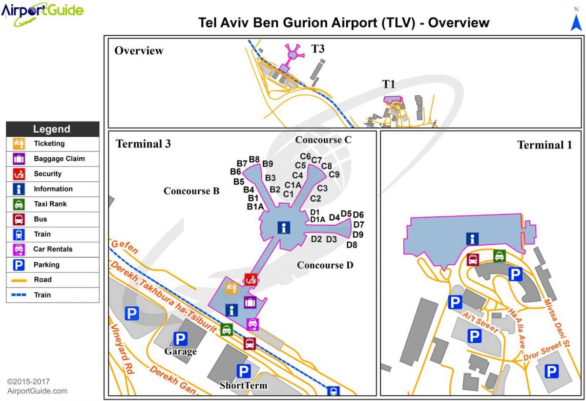 ben gurionin kansainvälinen lentokenttä kartta