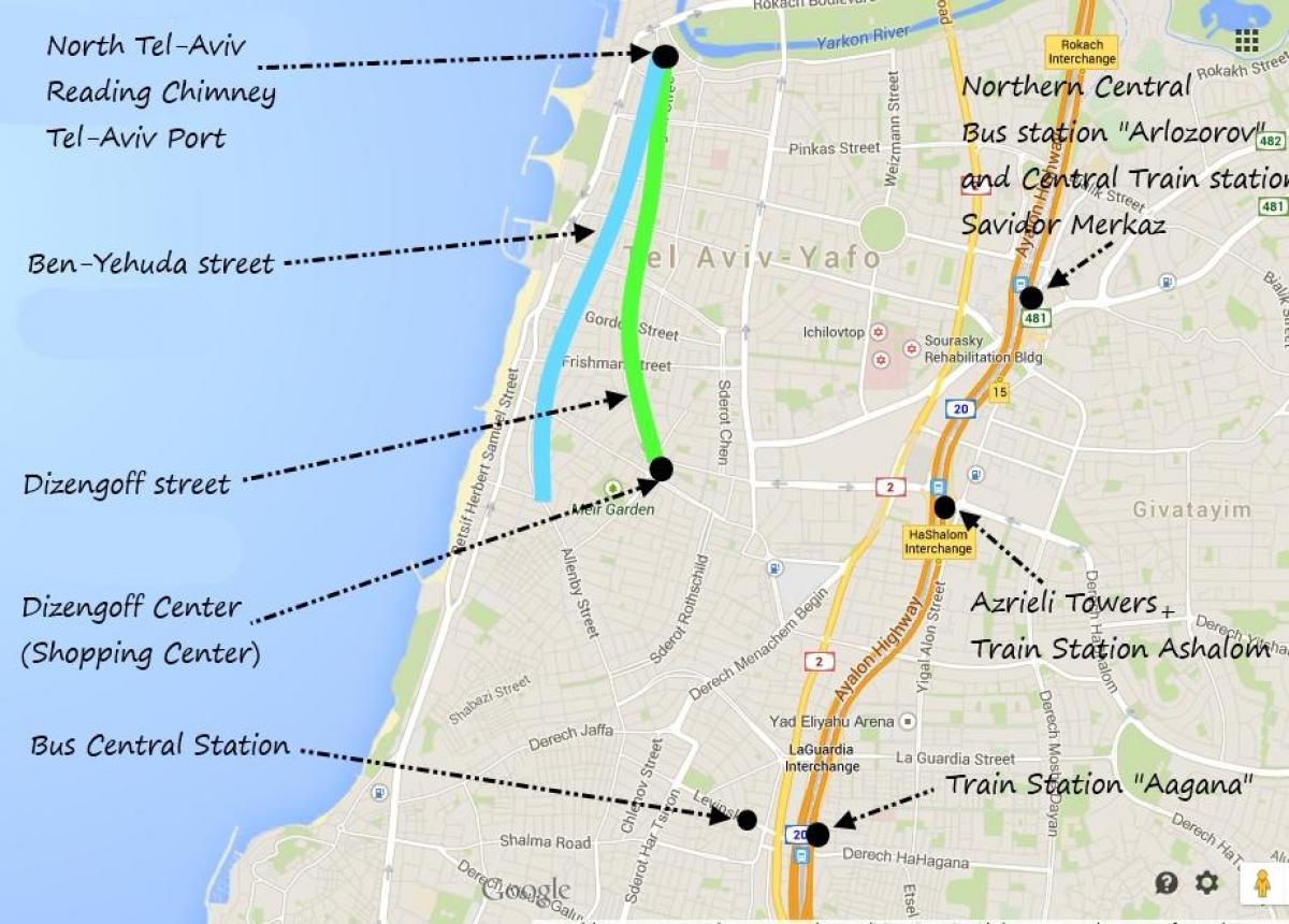kartta Tel Aviv julkisen liikenteen